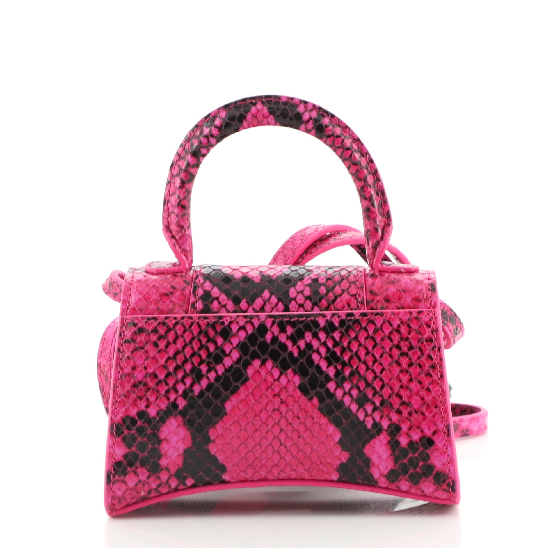 Hourglass Top Handle Bag Python Embossed Leather Mini