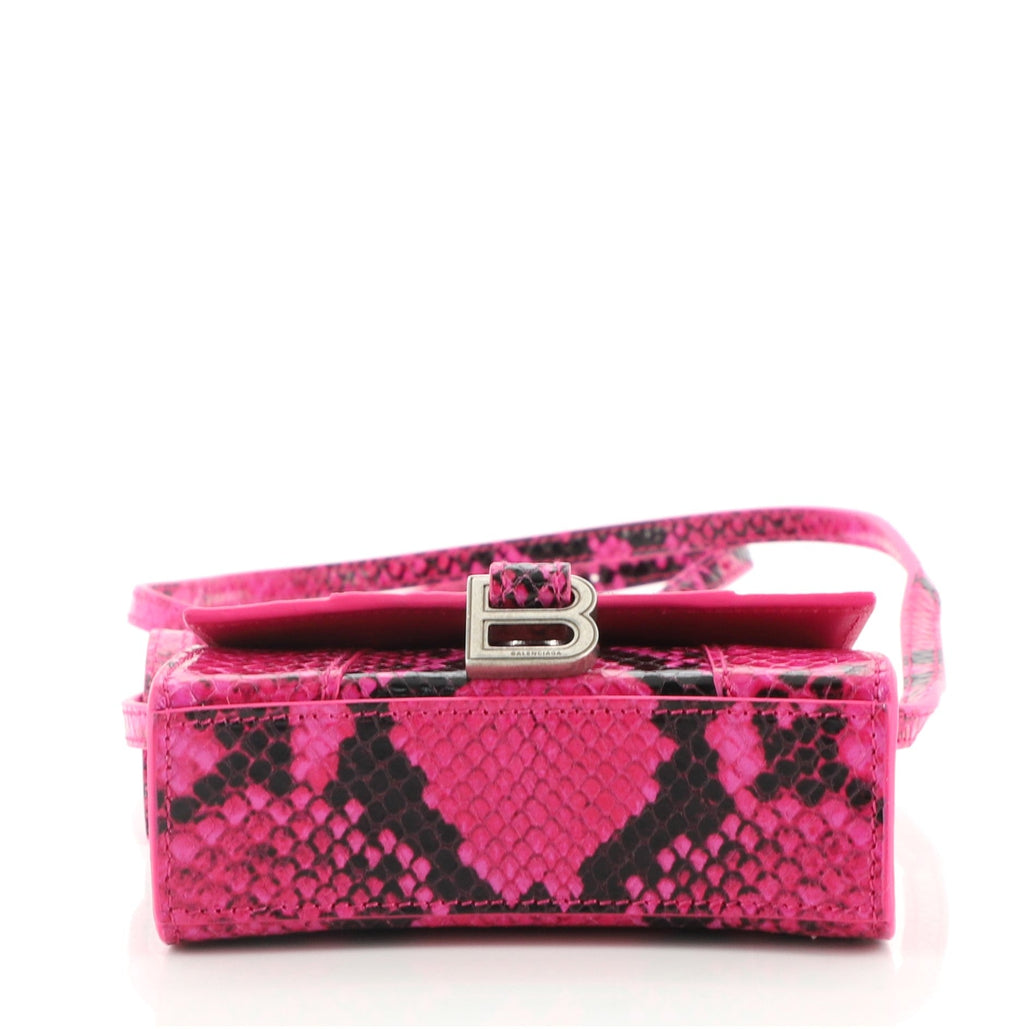 Hourglass Top Handle Bag Python Embossed Leather Mini