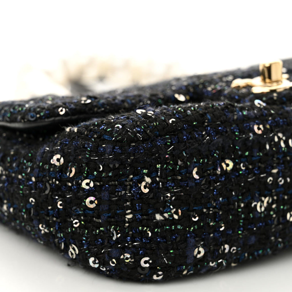 Tweed Mini Pearl Handle Flap Black Ecru
