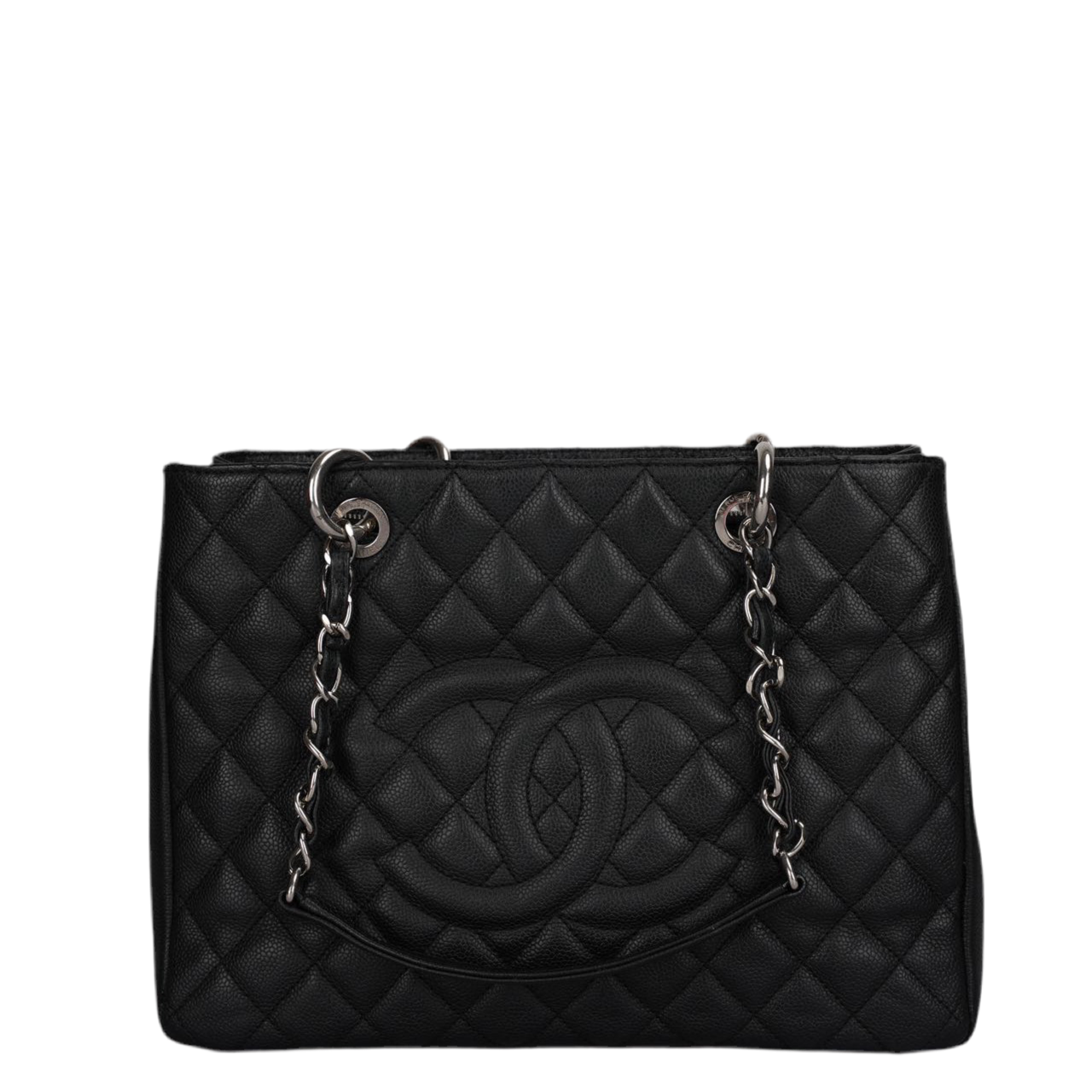 Chanel Black Grand Shopping Tote Black GST Bag in Caviar in Silver 2012