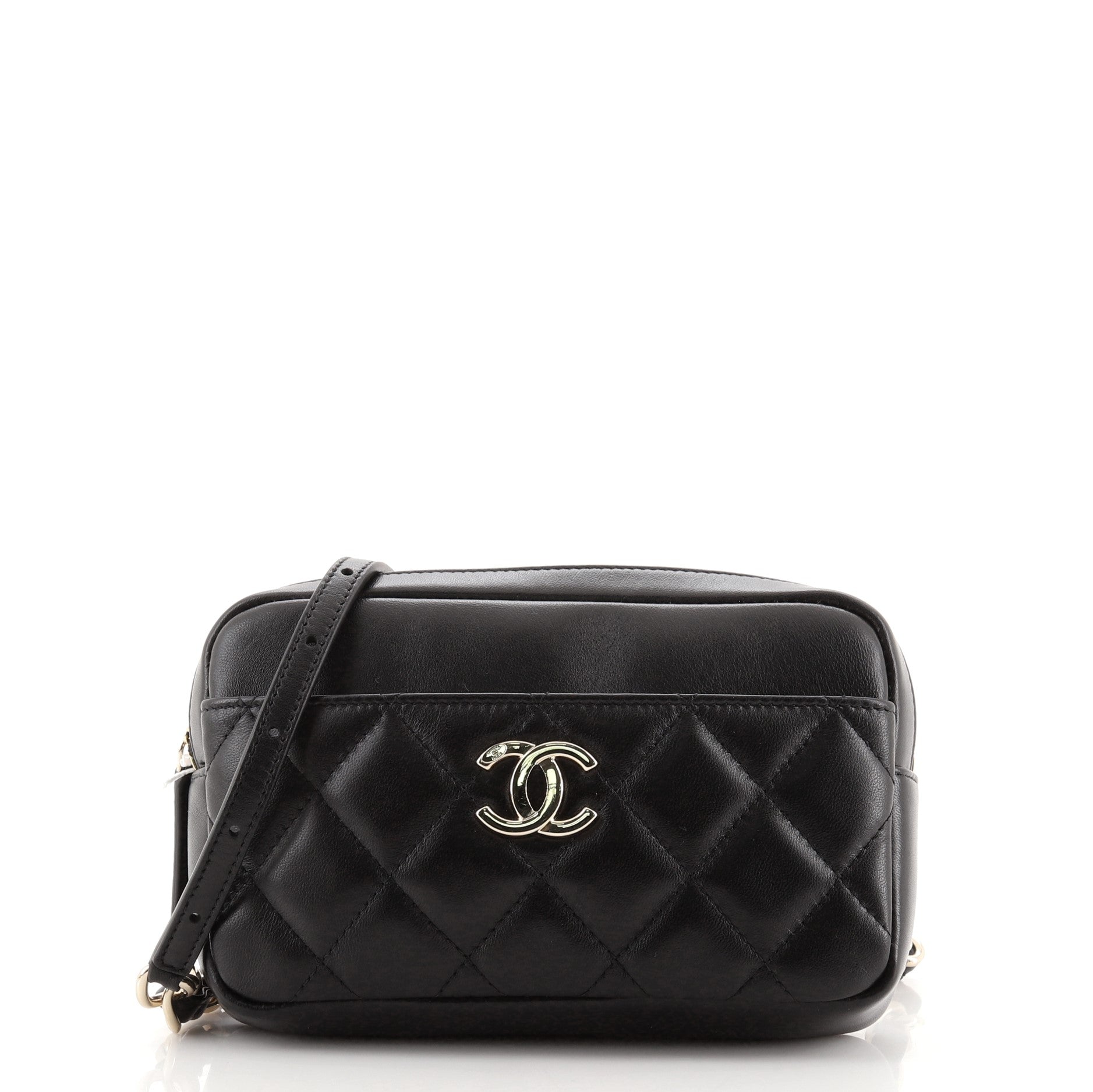 CC Front Pocket Waist Bag Quilted Lambskin Mini