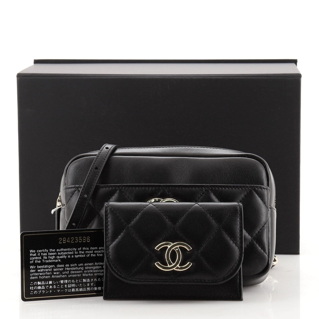 CC Front Pocket Waist Bag Quilted Lambskin Mini