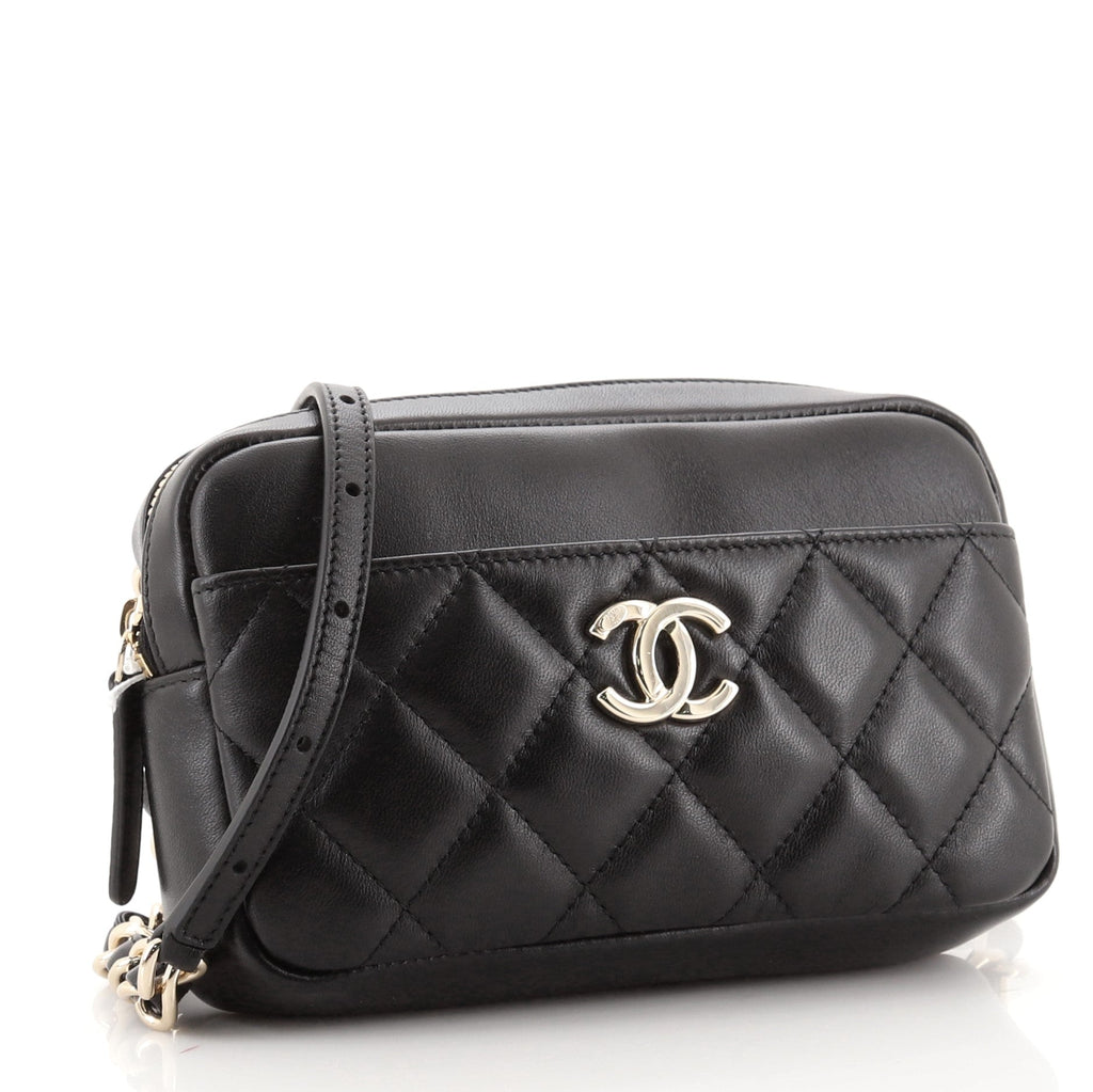 CC Front Pocket Waist Bag Quilted Lambskin Mini