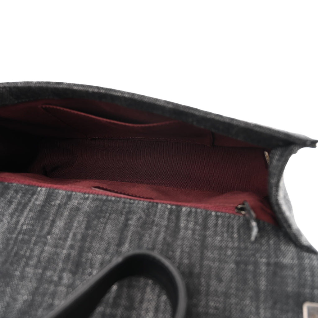 Denim Quilted Medium Boy Flap Black