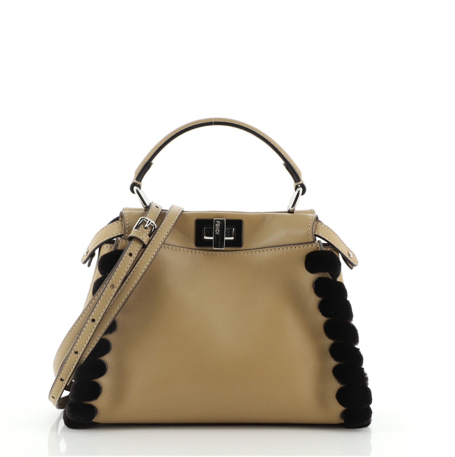 Peekaboo Bag Leather with Mink Whipstitch Mini