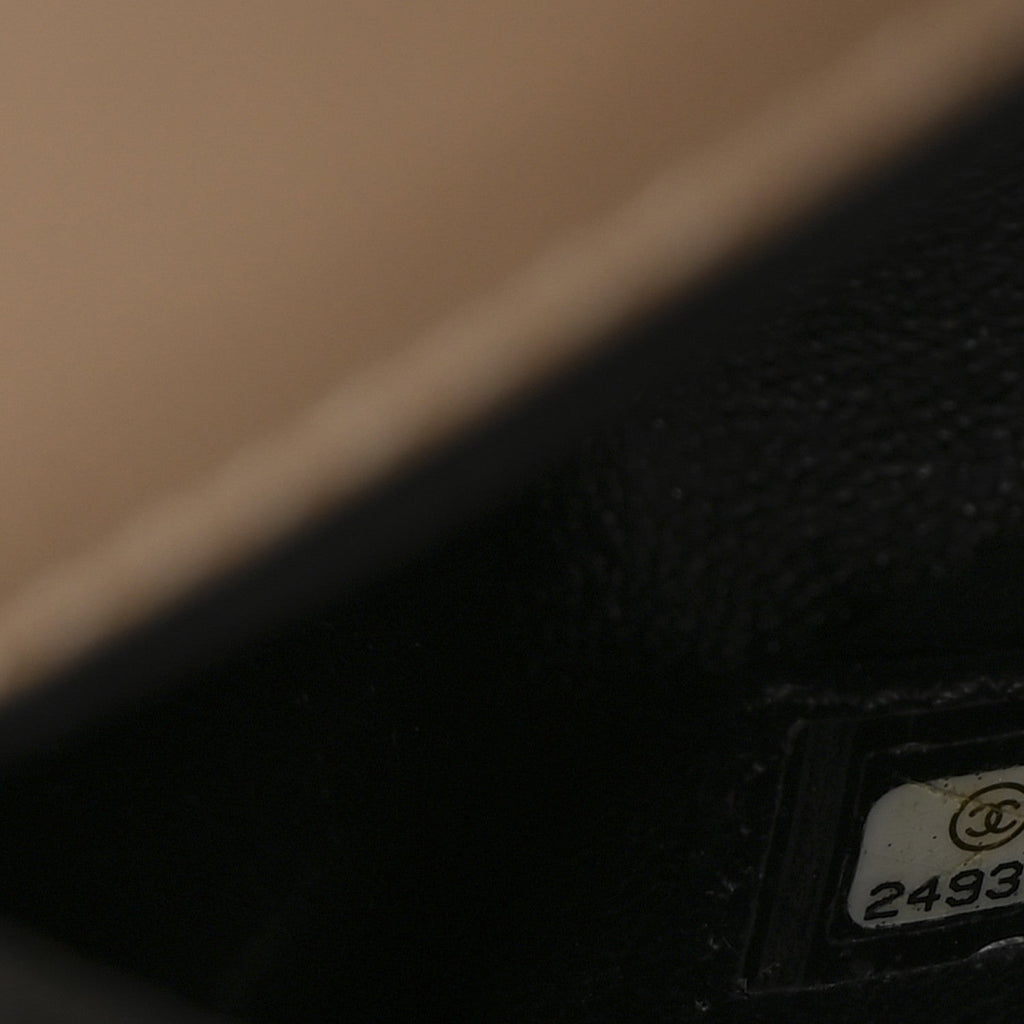 Caviar Quilted Small CC Filigree Flap Beige Black