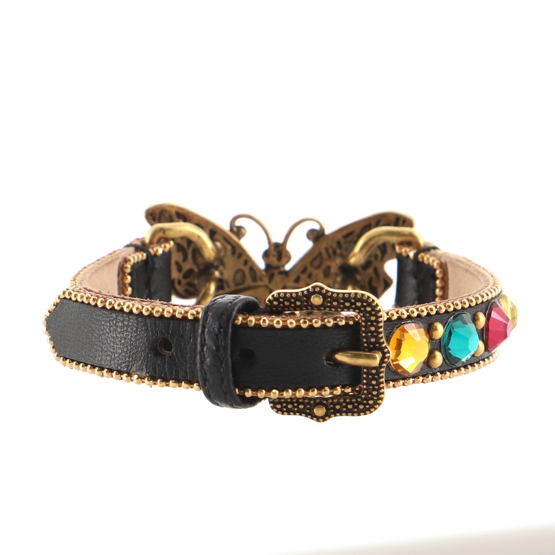 Butterfly Bracelet Crystal Embellished Leather