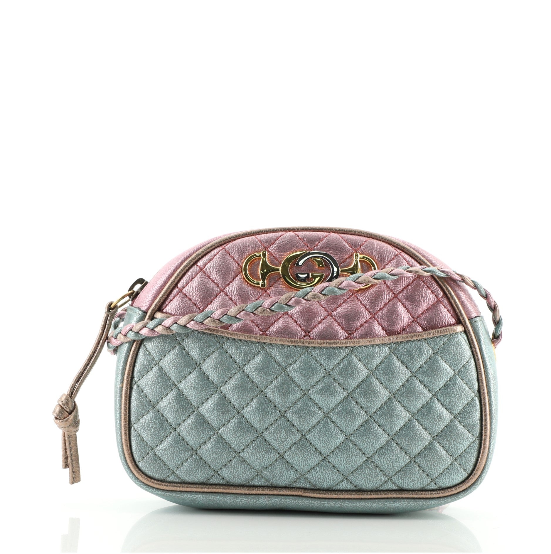Trapuntata Camera Shoulder Bag Quilted Laminated Leather Mini
