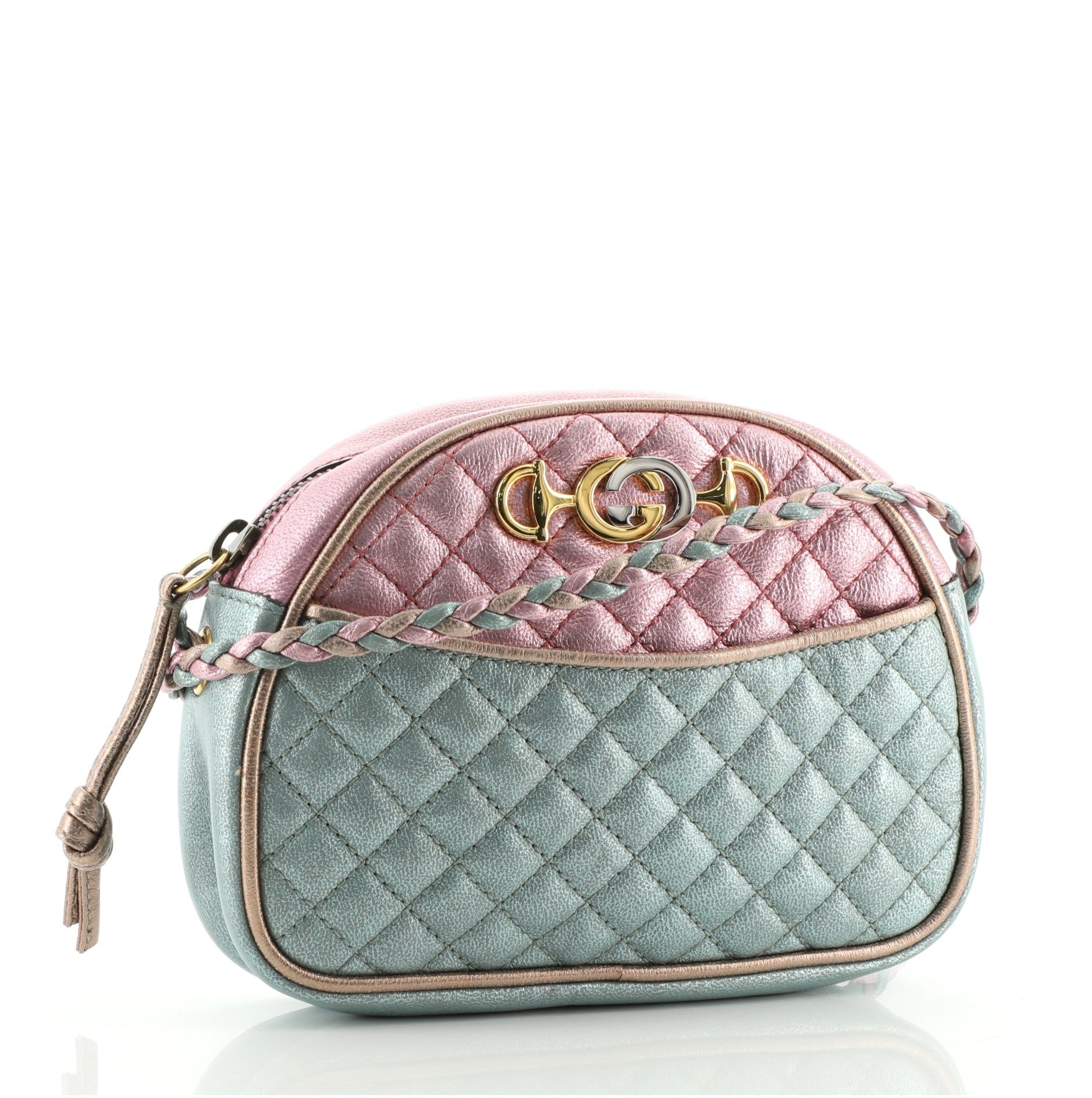 Trapuntata Camera Shoulder Bag Quilted Laminated Leather Mini