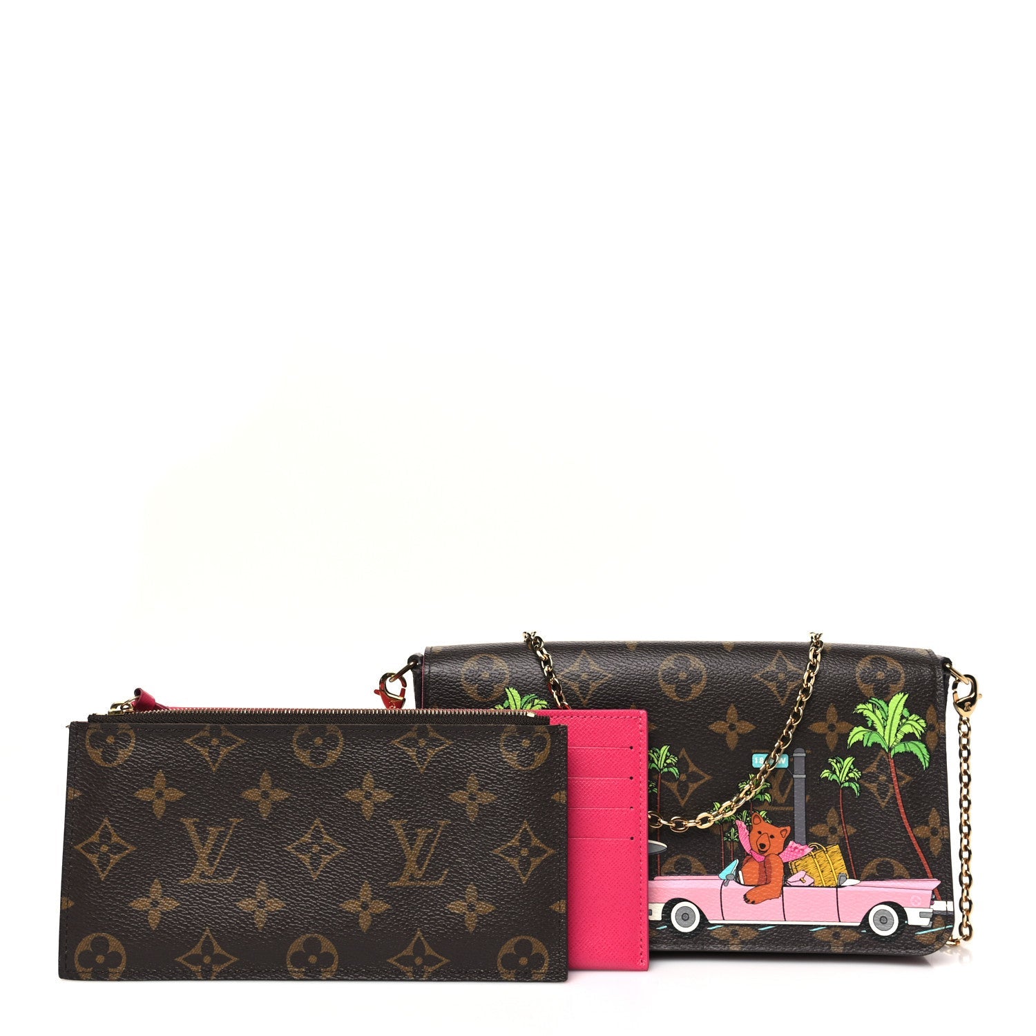Monogram 2021 Christmas Animation Hollywood Pochette Felicie Chain Wallet Fuchsia