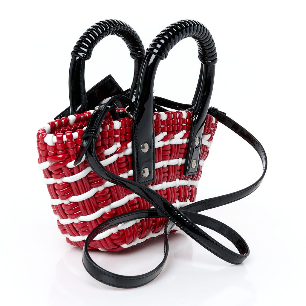 Faux Calfskin XXS Bistro Basket Red White