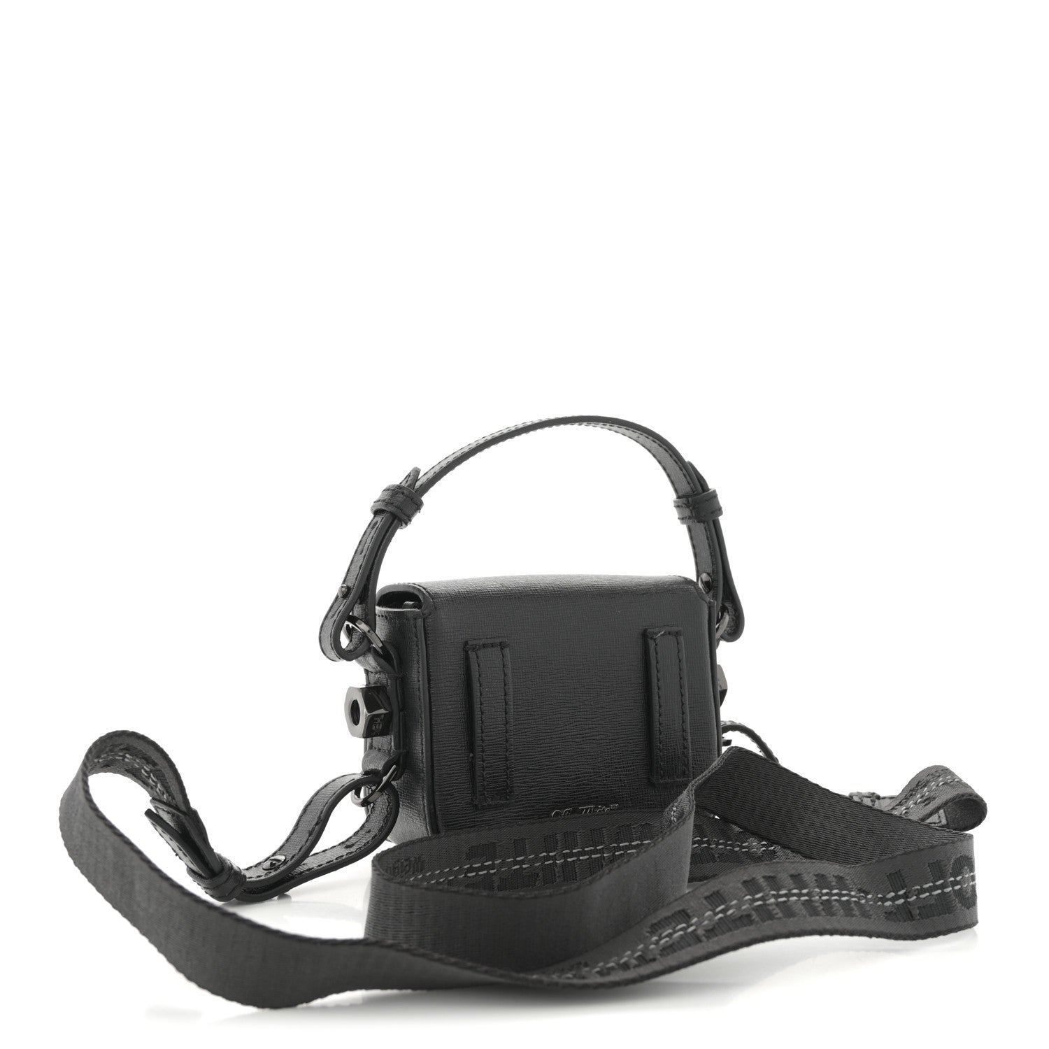 Saffiano Striped Baby Diag Binder Clip Bag Black White
