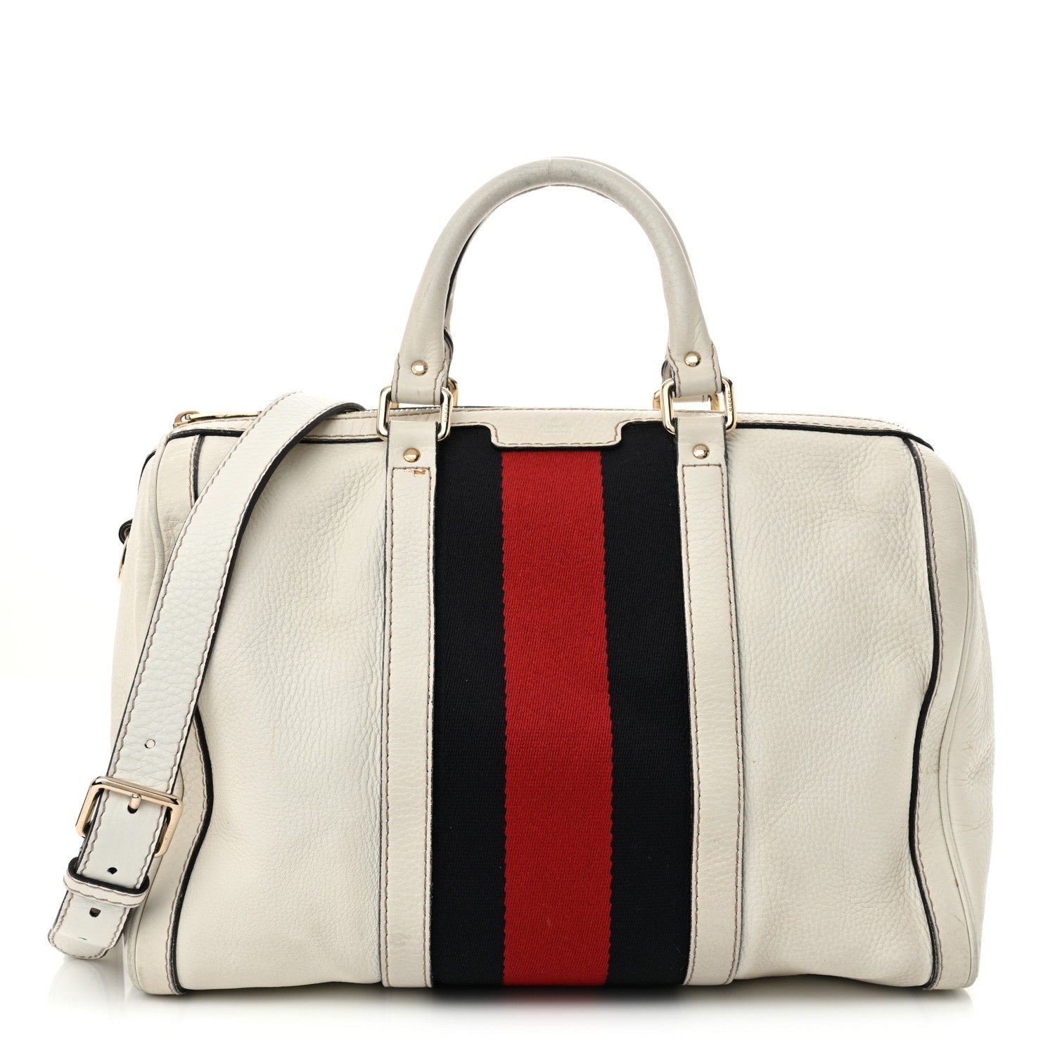 Calfskin Vintage Web Medium Boston White