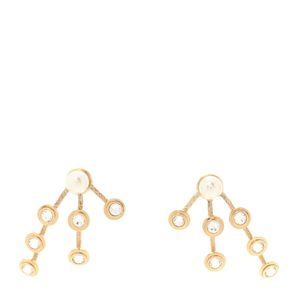 Pearl Crystal Tribales Pendant Earrings Gold