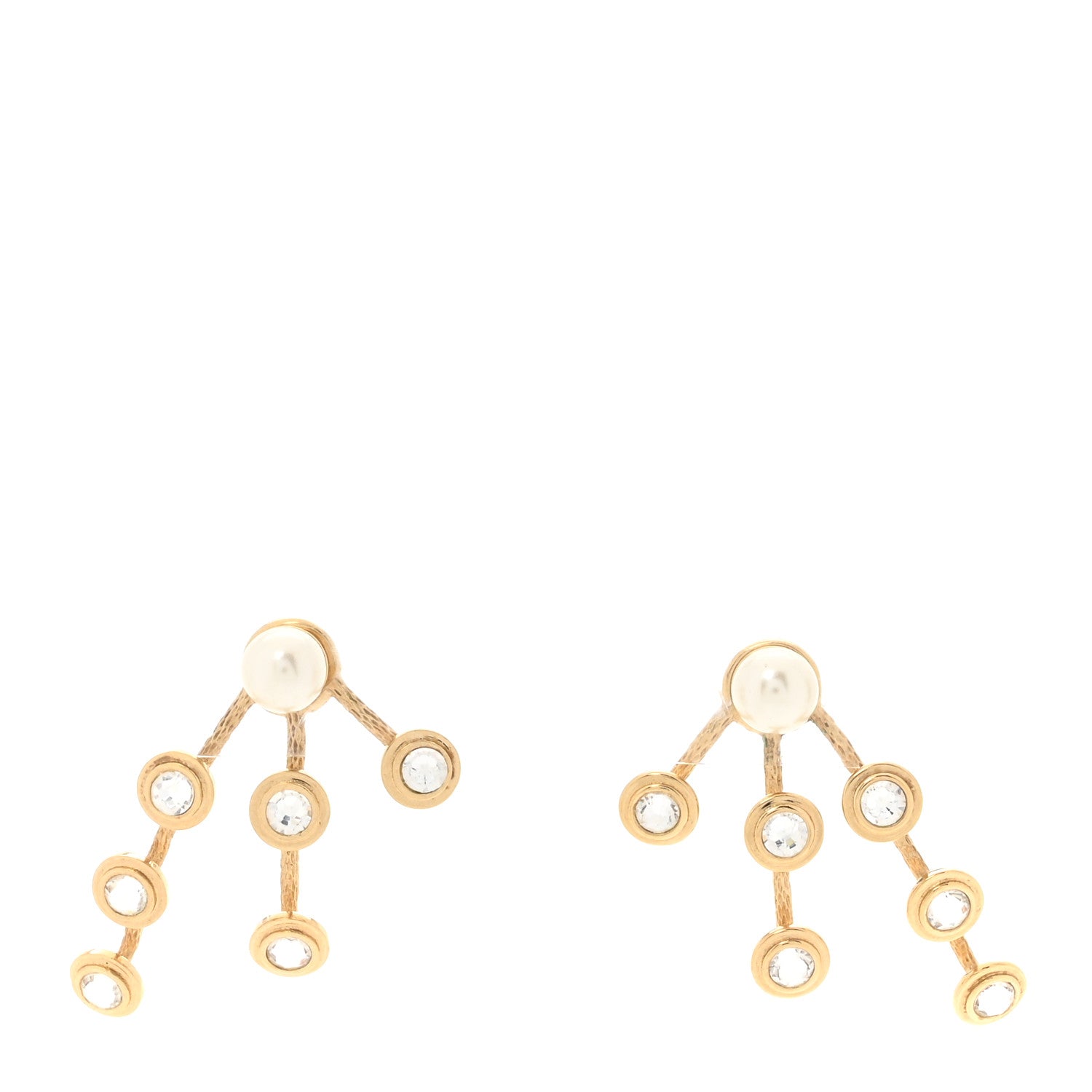 Pearl Crystal Tribales Pendant Earrings Gold