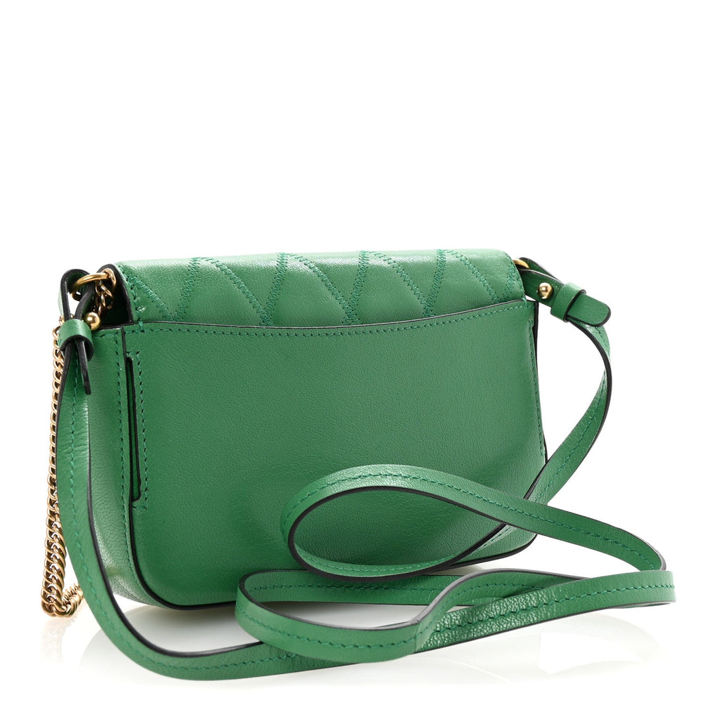 Goatskin Quilted GV3 Mini Pocket Convertible Bag Green