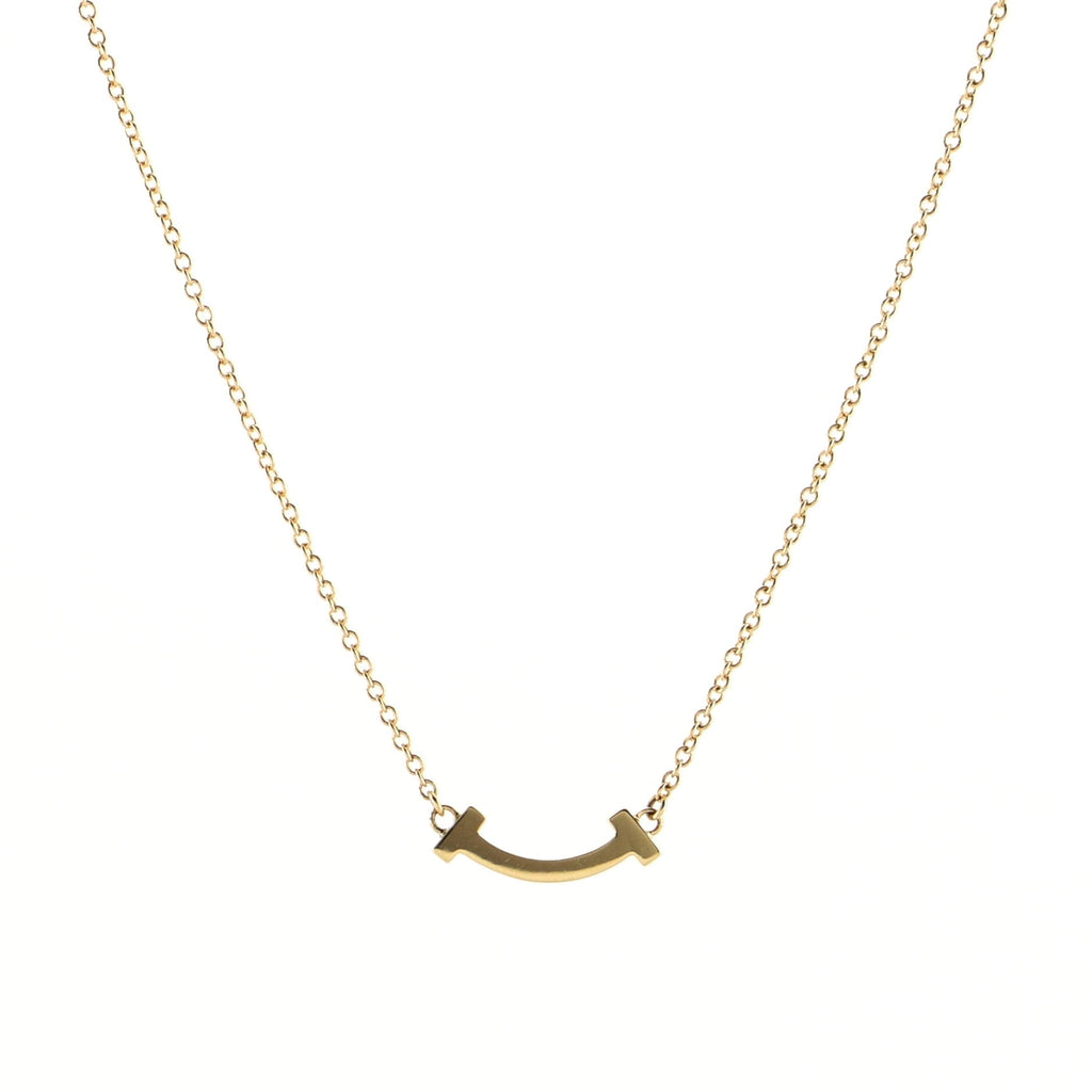 T Smile Pendant Necklace 18K Yellow Gold Mini