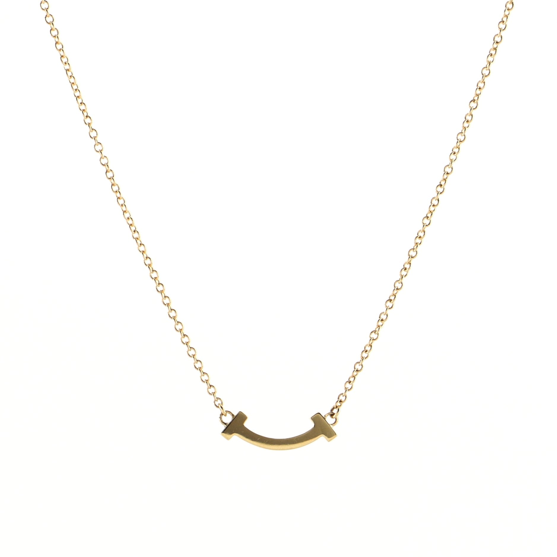 T Smile Pendant Necklace 18K Yellow Gold Mini