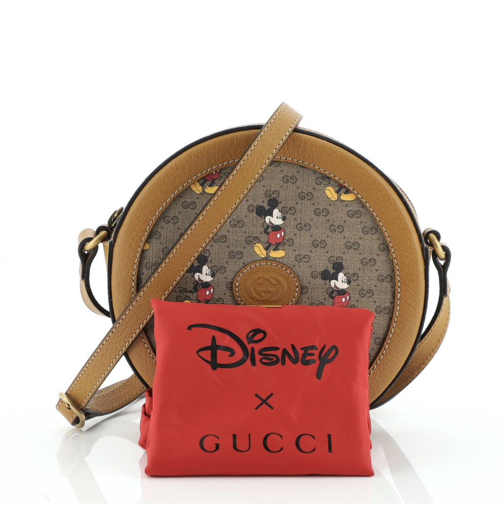 Disney Mickey Mouse Round Shoulder Bag Printed Mini GG Coated Canvas