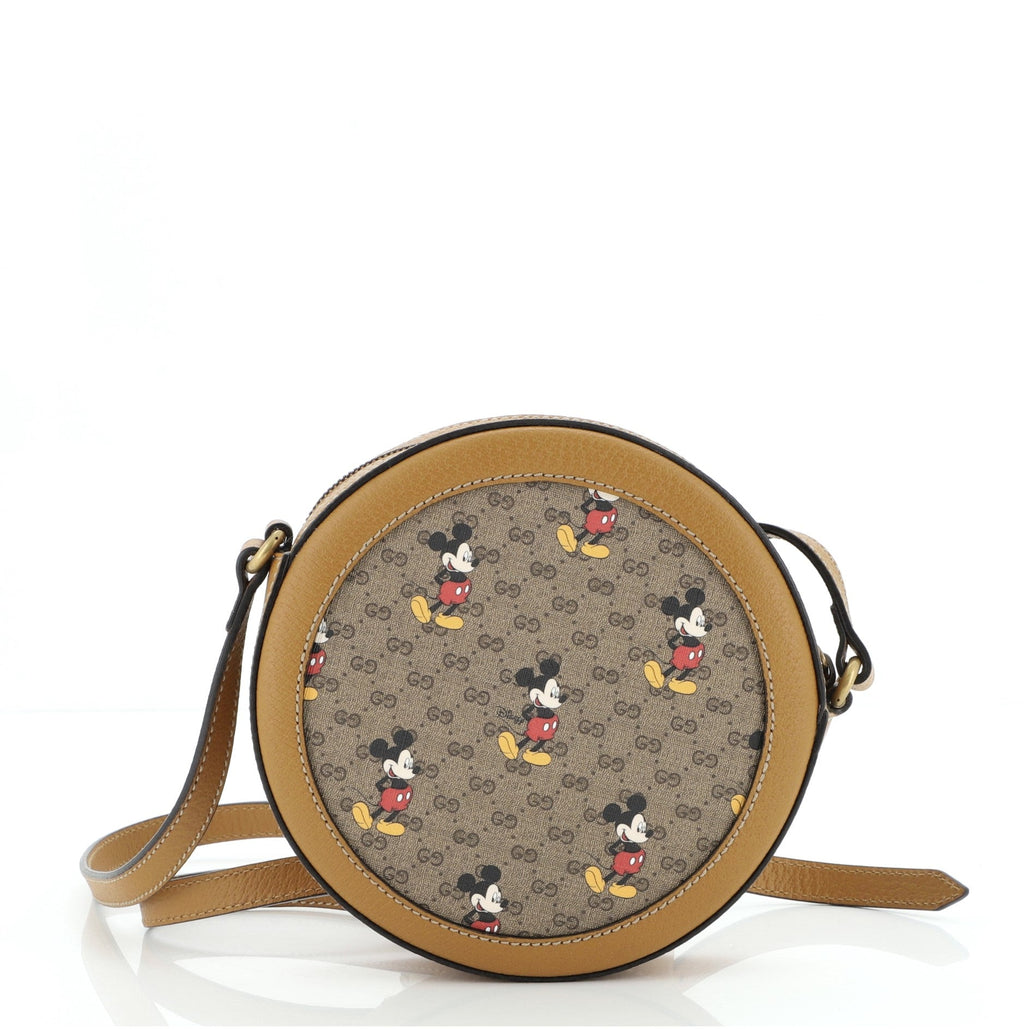 Disney Mickey Mouse Round Shoulder Bag Printed Mini GG Coated Canvas