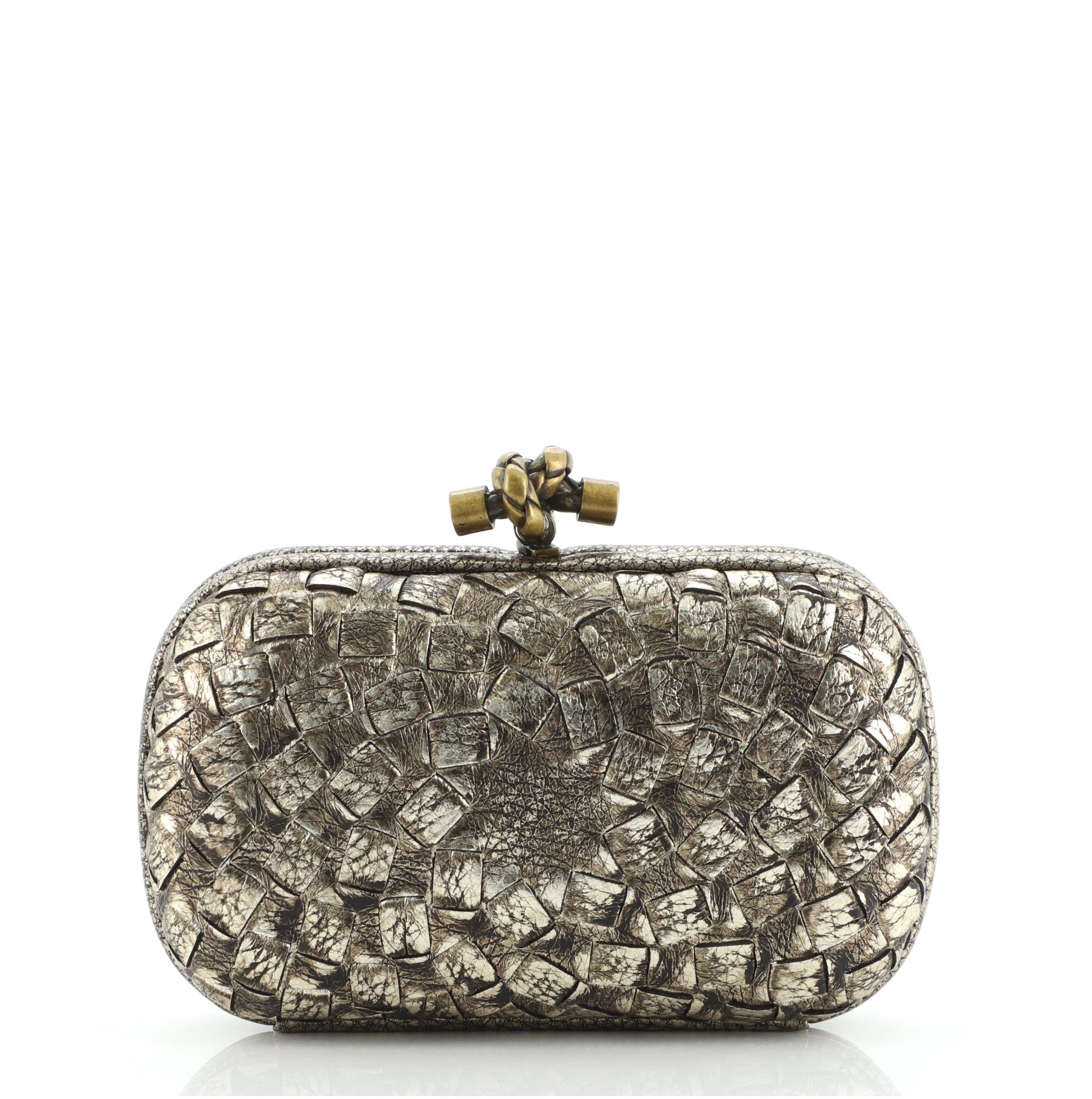 Box Knot Clutch Metallic Intrecciato Nappa