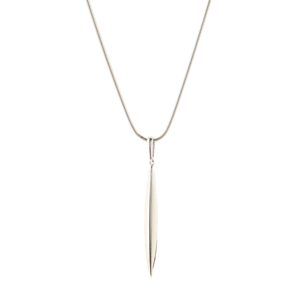 Feather Pendant Necklace 18K White Gold