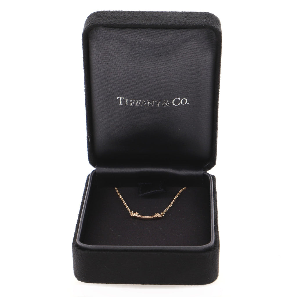 T Smile Pendant Necklace 18K Rose Gold with Diamonds Mini