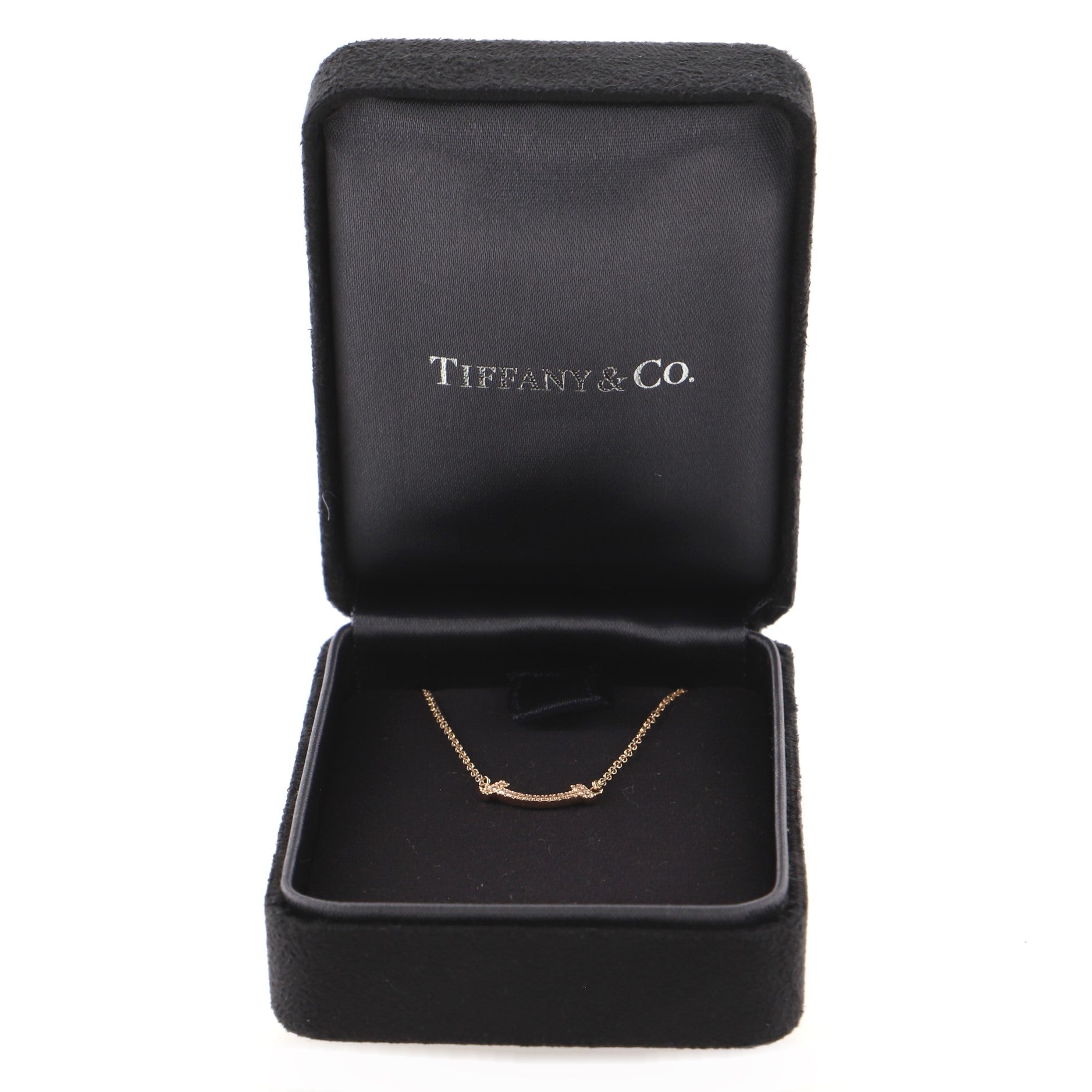 T Smile Pendant Necklace 18K Rose Gold with Diamonds Mini