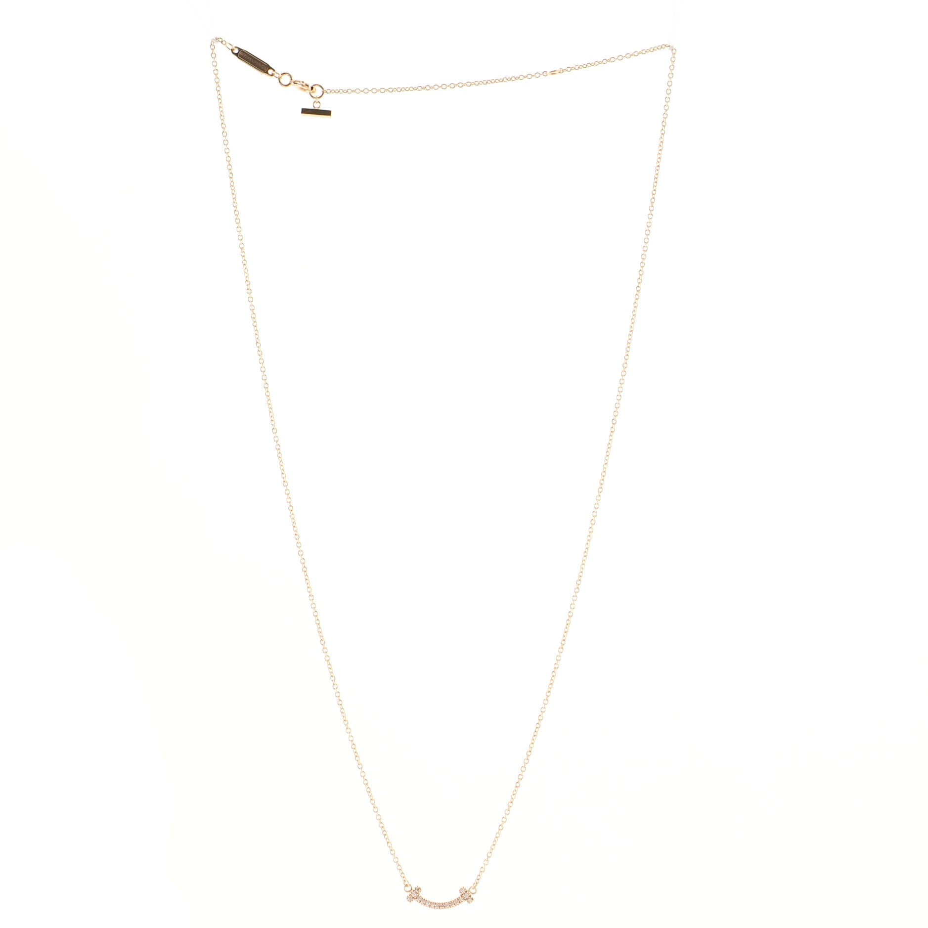 T Smile Pendant Necklace 18K Rose Gold with Diamonds Mini