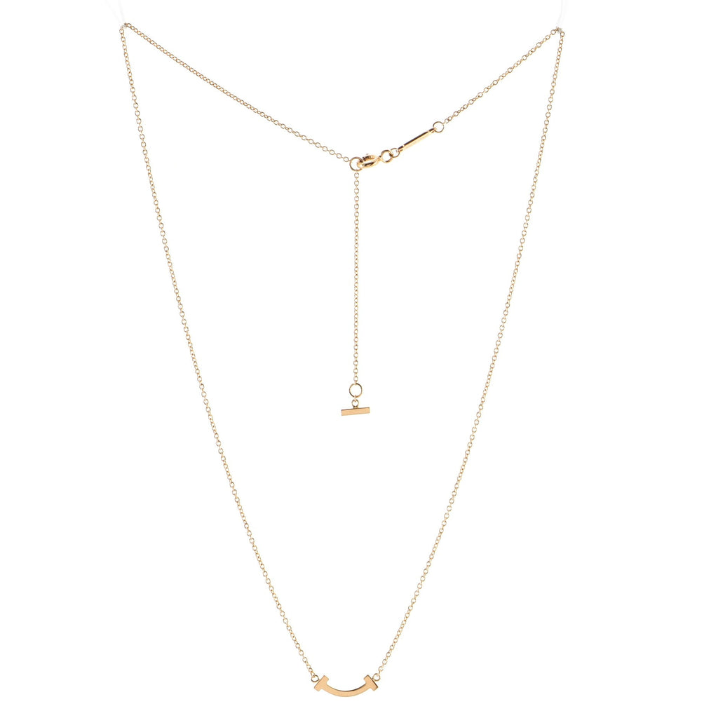 T Smile Pendant Necklace 18K Rose Gold with Diamonds Mini
