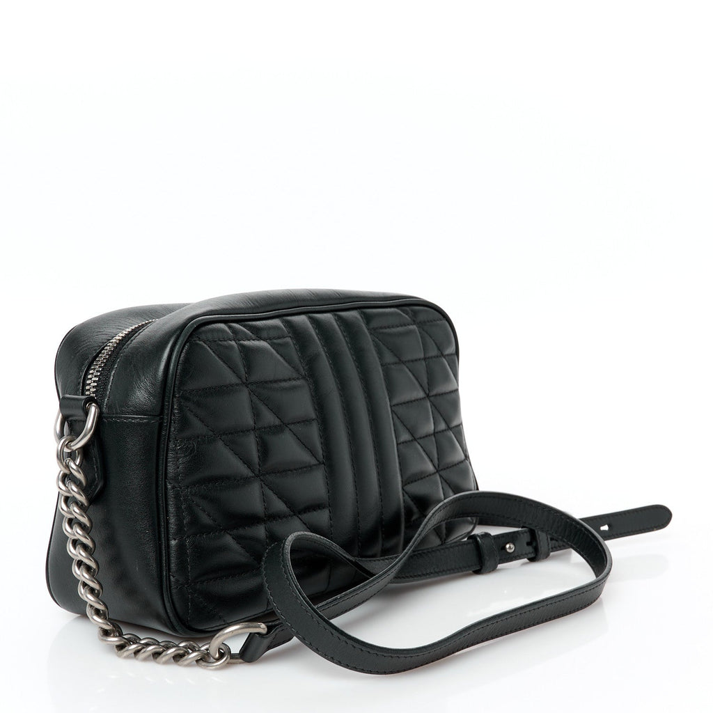 Calfskin Matelasse Aria Small GG Marmont Chain Shoulder Bag Black