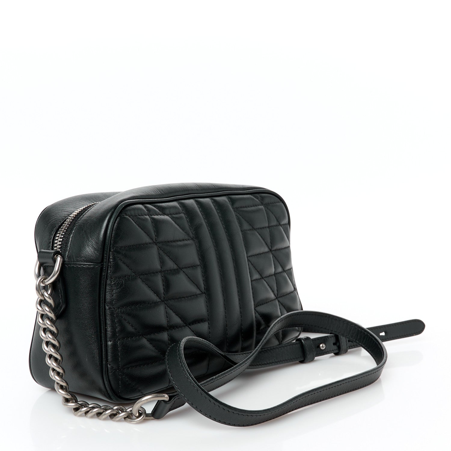 Calfskin Matelasse Aria Small GG Marmont Chain Shoulder Bag Black