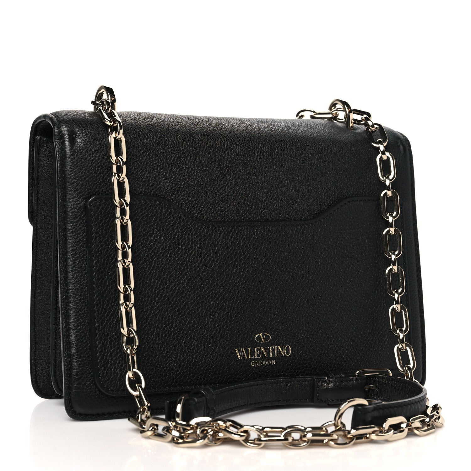 Grainy Calfskin Medium VLTN Uptown Shoulder Bag Black