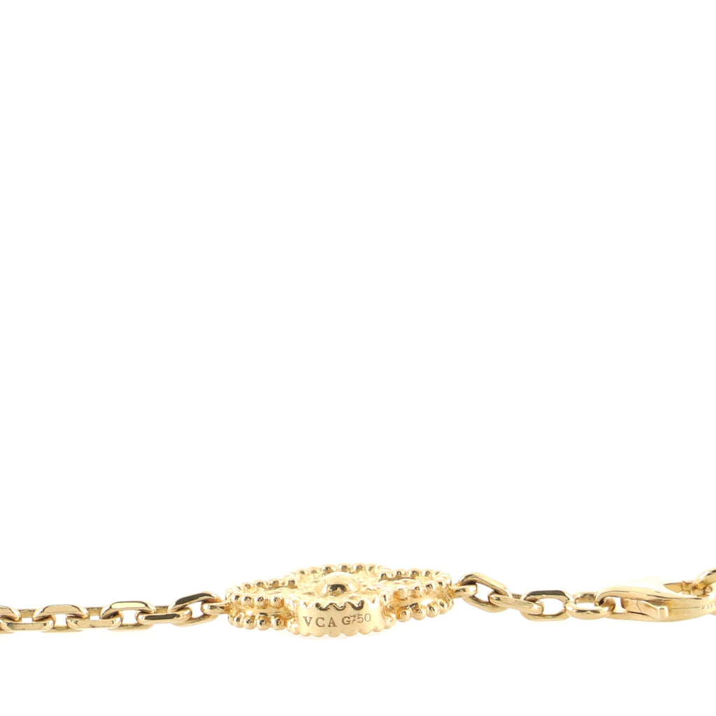 Vintage Alhambra Alternating 10 Motifs Necklace 18K Yellow Gold and Lapis Lazuli