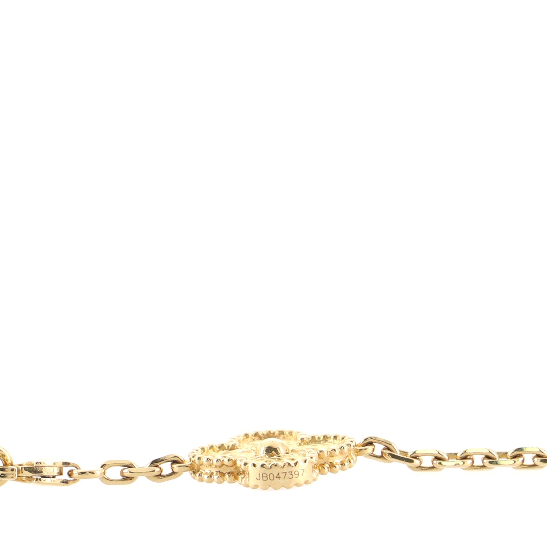 Vintage Alhambra Alternating 10 Motifs Necklace 18K Yellow Gold and Lapis Lazuli