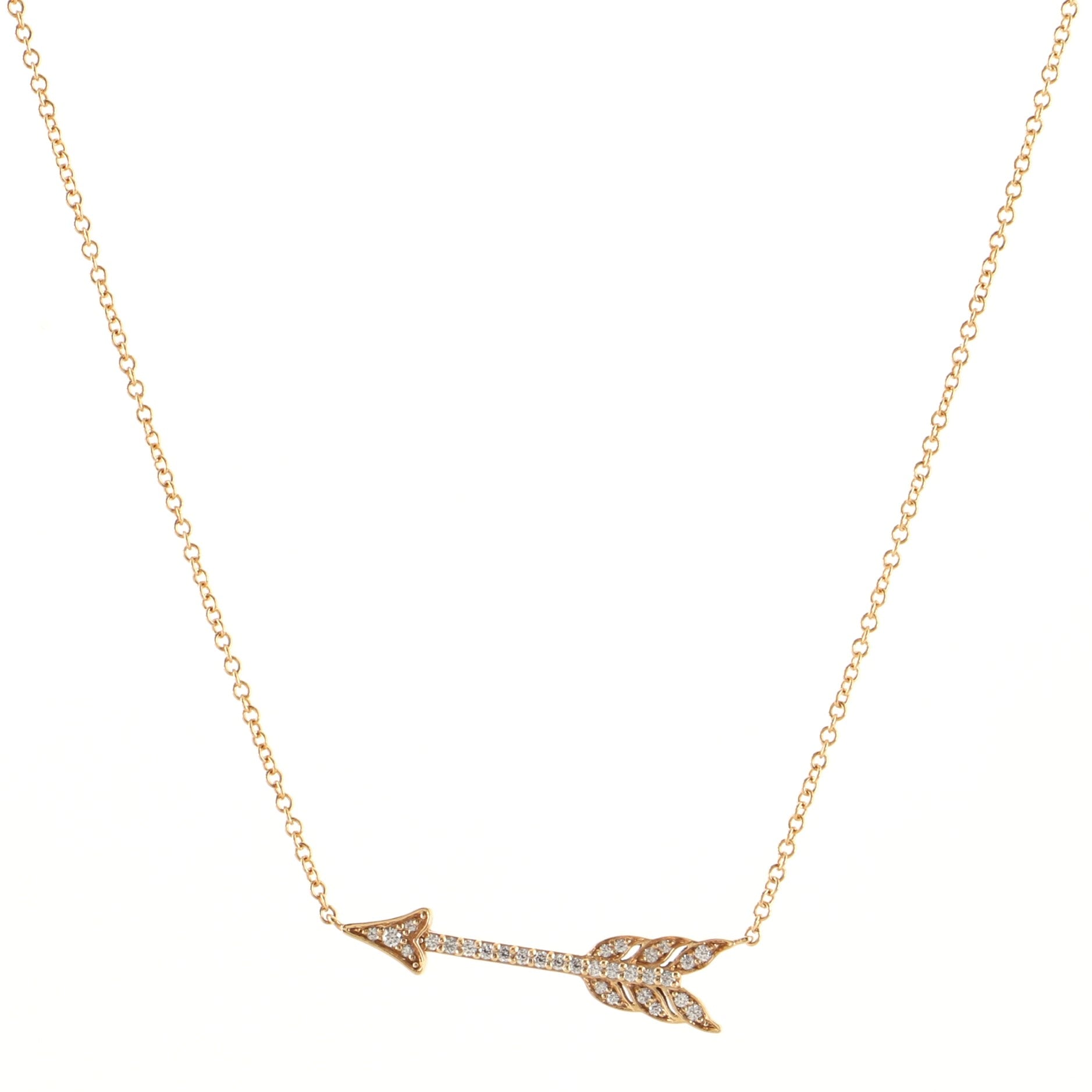 Arrow Pendant Necklace 18K Rose Gold and Diamonds