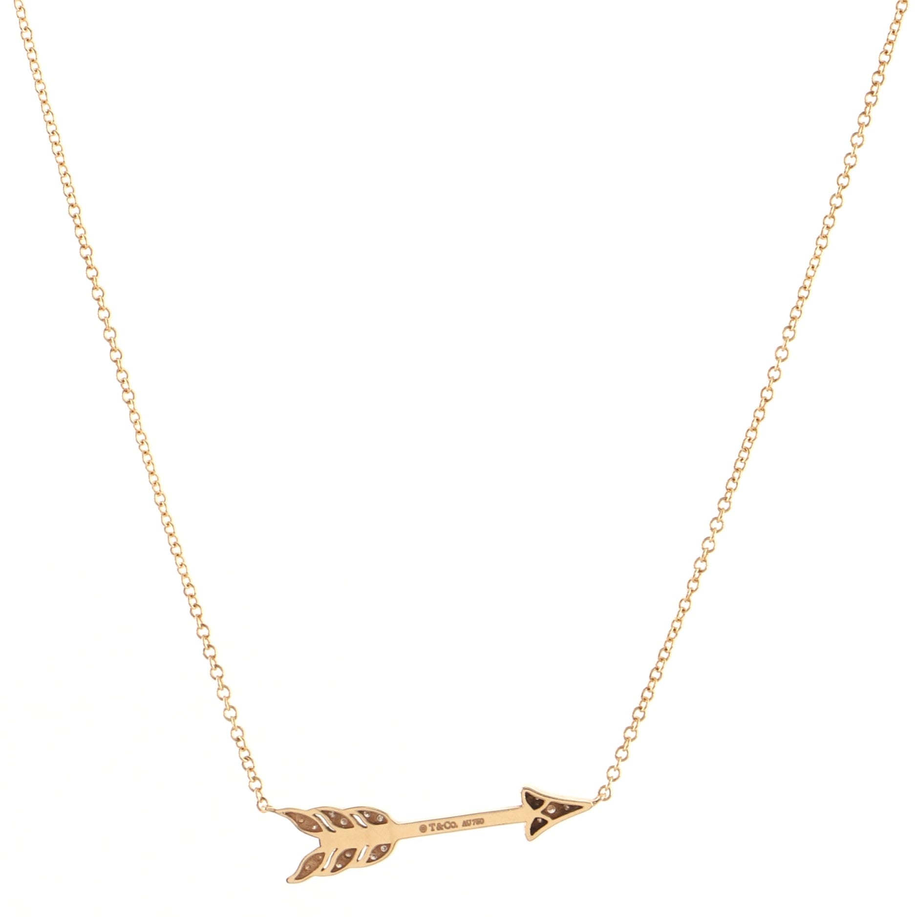 Arrow Pendant Necklace 18K Rose Gold and Diamonds