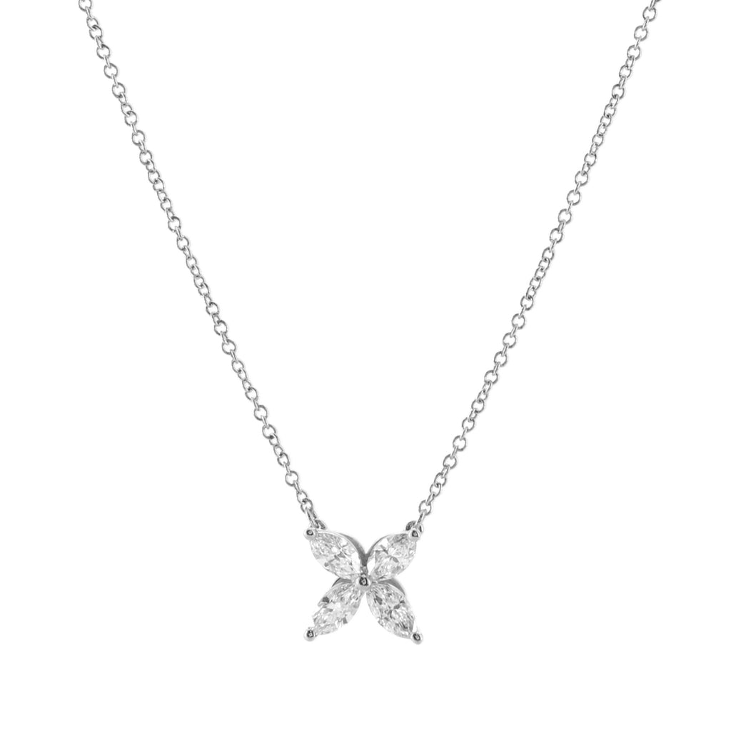 Victoria Pendant Necklace Platinum with Diamonds Medium