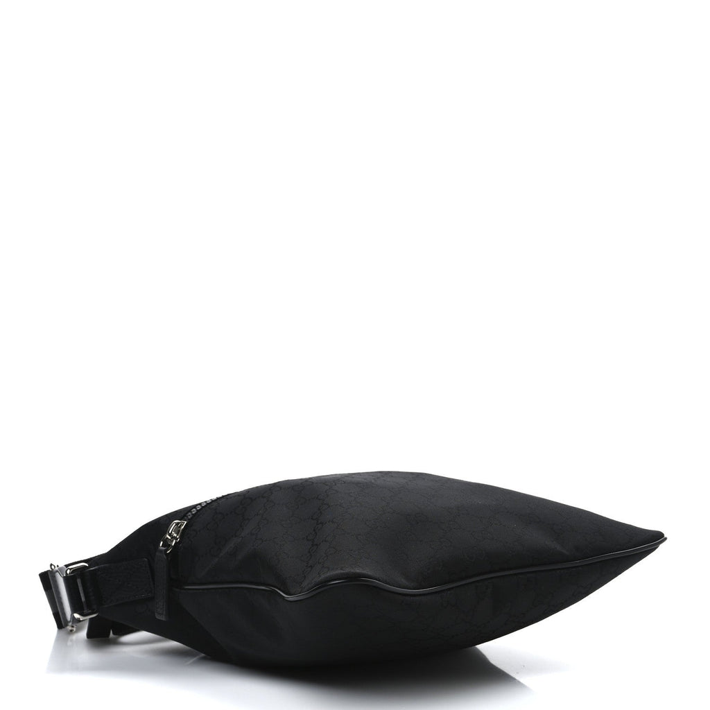Nylon Monogram Small Flat Messenger Bag Black