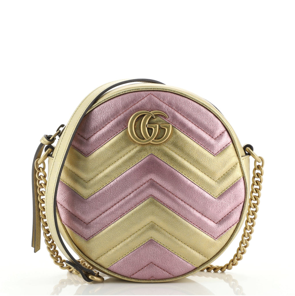 GG Marmont Round Shoulder Bag Matelasse Leather Mini