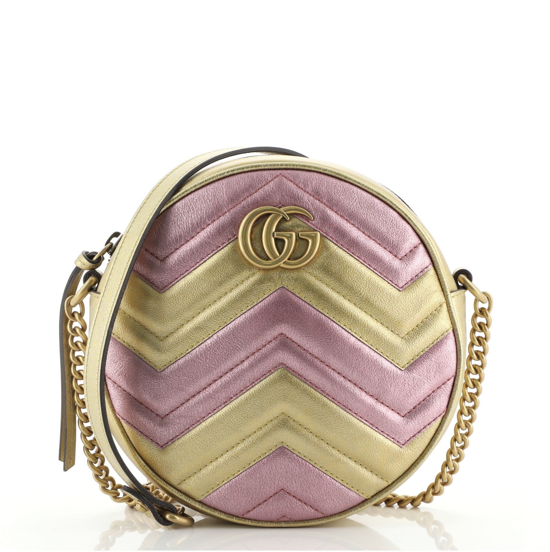GG Marmont Round Shoulder Bag Matelasse Leather Mini