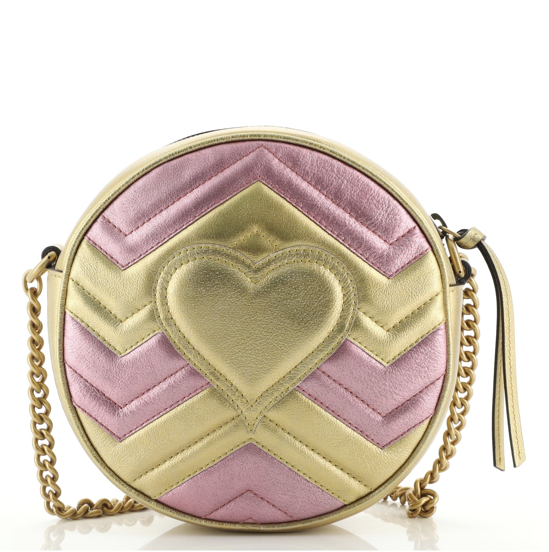 GG Marmont Round Shoulder Bag Matelasse Leather Mini