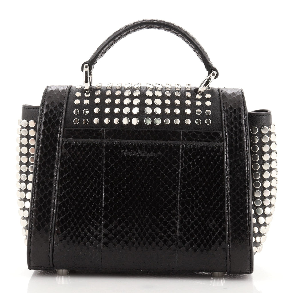 Sofia Rainbow Saddle Bag Studded Leather and Python Mini