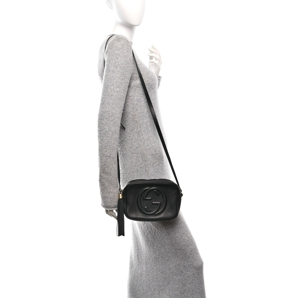 Pebbled Calfskin Small Soho Disco Bag Black