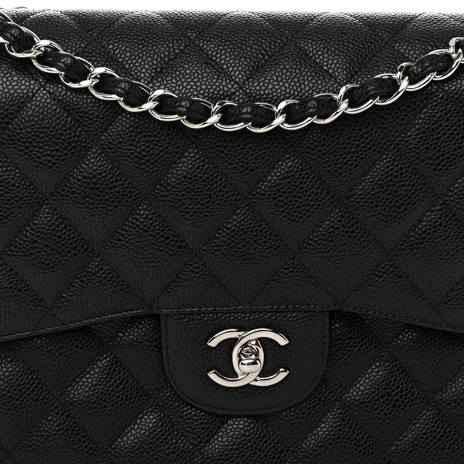 Caviar Quilted Jumbo Double Flap Black