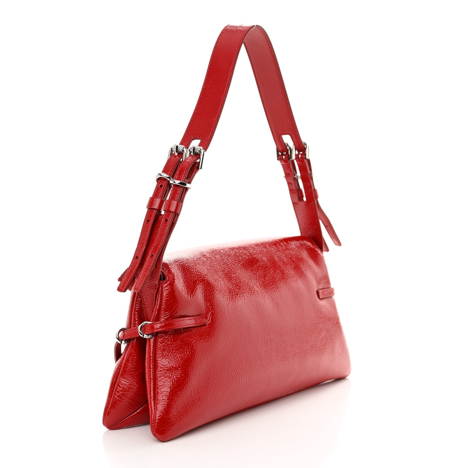 Patent Calfskin Small P'tit Voyou Shoulder Bag Vermillon