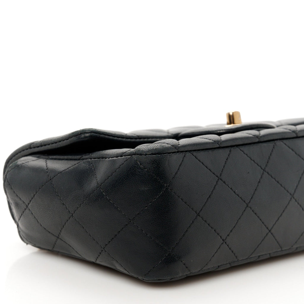Lambskin Quilted Mini Rectangular Flap Black