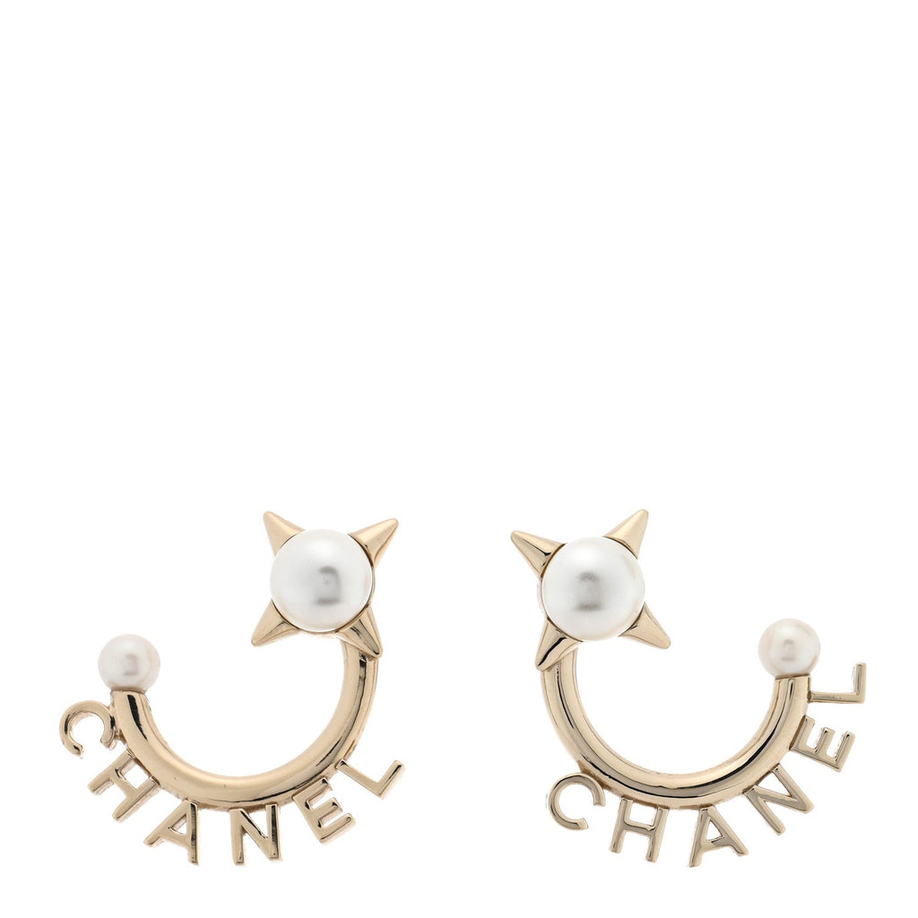 Pearl Logo Earrings Gold