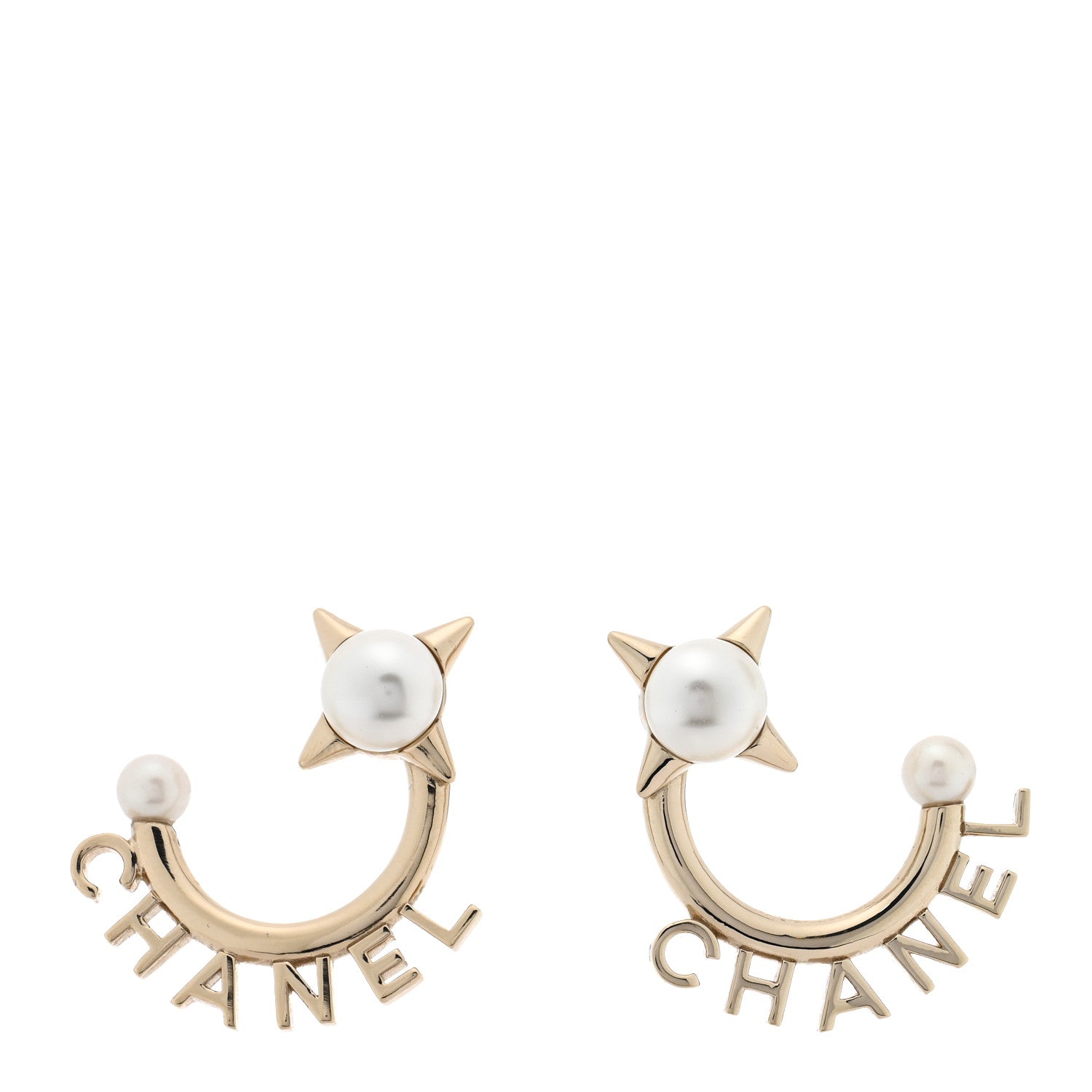 Pearl Logo Earrings Gold