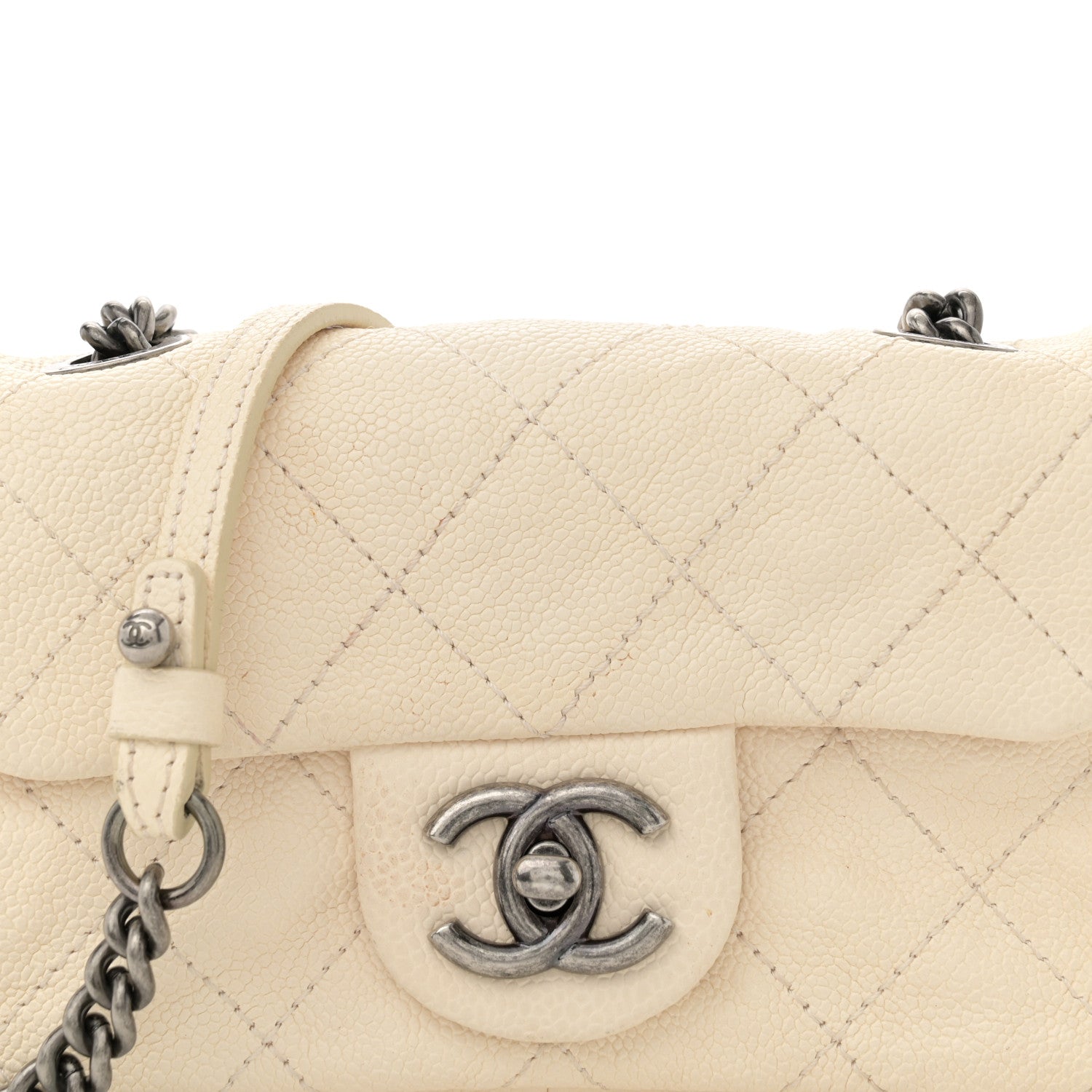 Caviar Quilted Mini Simply CC Flap White